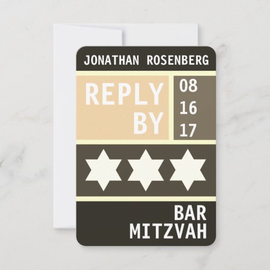 Invitation Bold Star of David Bar Mitzvah RSVP Réponse (Devant)
