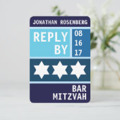 Invitation Bold Star of David Bar Mitzvah RSVP Réponse (Debout devant)