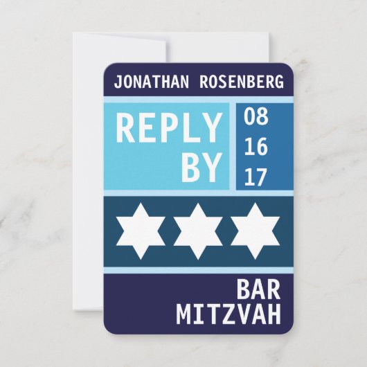 Invitation Bold Star of David Bar Mitzvah RSVP Réponse (Devant)