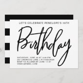 Invitation Bold Stripes fête d'anniversaire (Devant / Derrière)