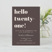Invitation Bold Typography Brown Modern 21st Birthday Party (Debout devant)