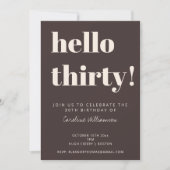 Invitation Bold Typography Brown Modern 30th Birthday Party (Devant)