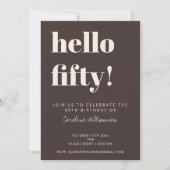 Invitation Bold Typography Brown Modern 50th Birthday Party (Devant)