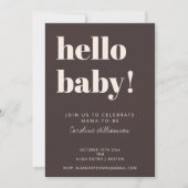 Invitation Bold Typography Brown Modern Cute Baby Shower (Devant)
