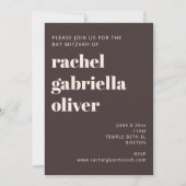 Invitation Bold Typography Earthy Brown Modern Bat Mitzvah (Devant)