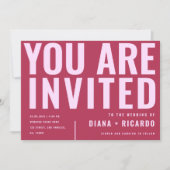 Invitation Bold Typography Magenta | Pink All in One Wedding (Devant)