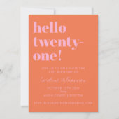 Invitation Bold Typography Pink Orange Modern 21st Birthday (Devant)