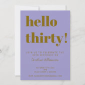Invitation Bold Typography Purple Gold Modern 30th Birthday (Devant)