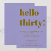 Invitation Bold Typography Purple Gold Modern 30th Birthday (Devant / Derrière)