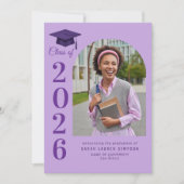 Invitation Bold year purple graduation photo announcement (Devant)