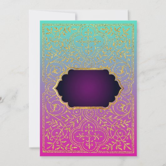 Invitation Bollywood arabe avec or (Dos)
