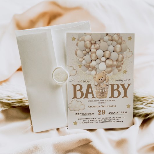 Invitation Bolos d'ours Baby shower Boho mignon d'attente