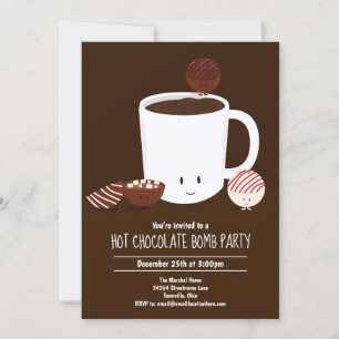 Invitation Bombe Chocolée Chaude Fête de cacao Chaud