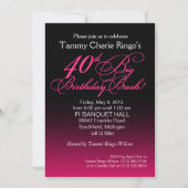 Invitation Bombshell Sparkle 40e anniversaire | fuschia (Dos)