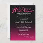 Invitation Bombshell Sparkle 40e anniversaire| fuschia le 13 (Dos)