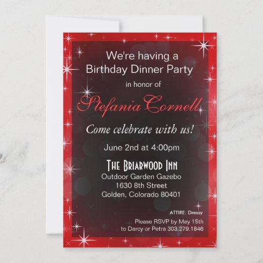 Invitation Bombshell Sparkle Red Leopard 37e anniversaire (Dos)