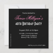 Invitation Bombshell Zebra 40e anniversaire de fête robe rose (Dos)