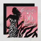 Invitation Bombshell Zebra 56e fête d'anniversaire surprise r (Devant / Derrière)