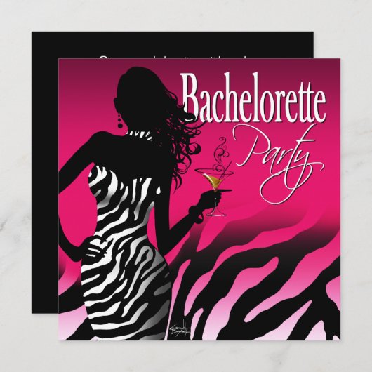 Invitation Bombshell Zebra Bachelorette Ladies Nuschia (Devant / Derrière)