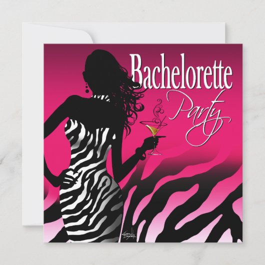 Invitation Bombshell Zebra Bachelorette Ladies Nuschia (Devant)