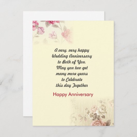 Invitation Bon anniversaire de Mariage (Devant / Derrière)