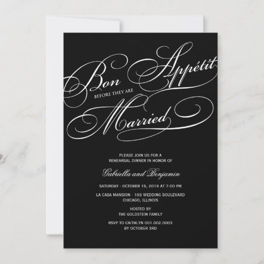 Invitation Bon Appetit Avant Le Dîner De Répétition Marié Inv (Devant)