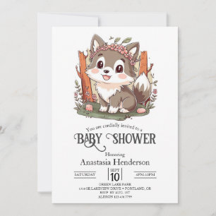 Invitation Bon Baby shower de loup mignon