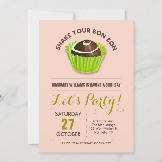 Invitation Bon Bon Bon fête d'anniversaire (Devant)