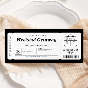 Invitation Bon cadeau de fin de semaine Getaway Surprise