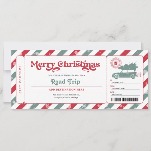 Invitation Bon cadeau de Noël pour voyage sur route (Devant)