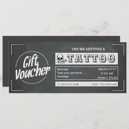 Invitation Bon cadeau personnalisé simple pour tatouage (Devant / Derrière)