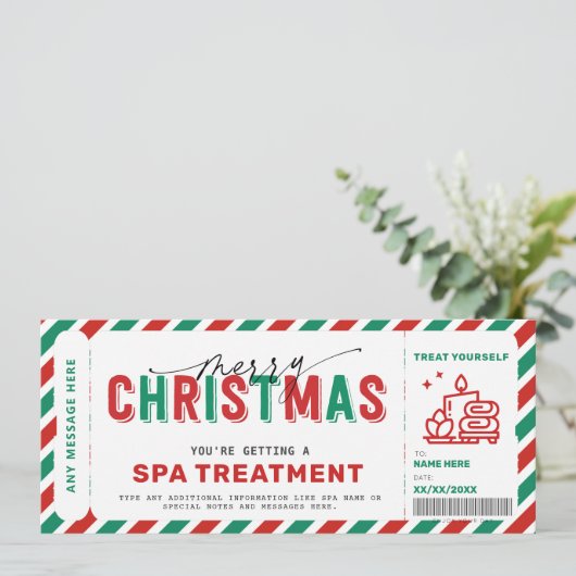 Invitation Bon cadeau Spa de Noël Massage (Debout devant)