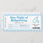 Invitation Bon de cadeau bleu pour service de babysitting (Devant)