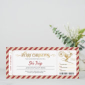 Invitation Bon de cadeau de billet de voyage de ski pour Noël (Debout devant)