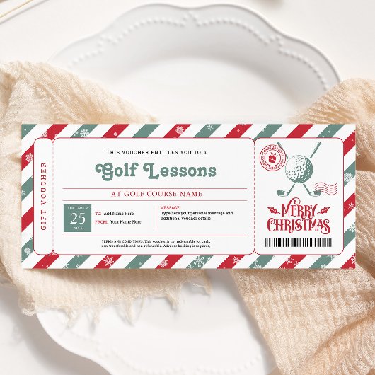 Invitation Bon de cadeau de leçon de golf de Noël
