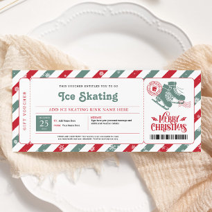 Invitation Bon de cadeau de Noël pour le patinage sur glace