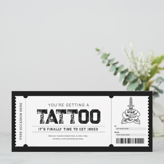 Invitation Bon de cadeau de tatouage (Debout devant)