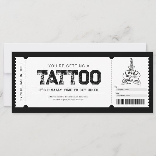 Invitation Bon de cadeau de tatouage (Devant)