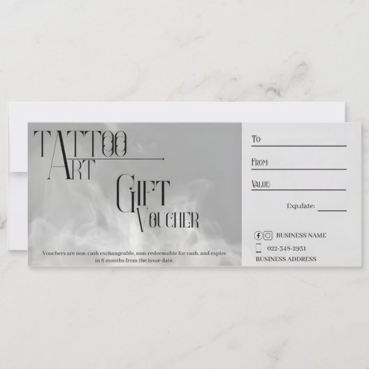Invitation Bon de cadeau de tatouage personnalisable (Devant)