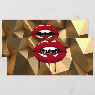 Invitation Bon de Cadeau Maquillage Lèvres qui Dégoulinent de
