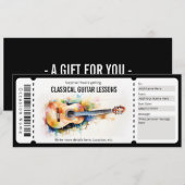 Invitation Bon de cadeau pour des cours de guitare classique (Devant / Derrière)