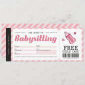 Invitation Bon de cadeau pour garde d'enfant rose Certificat (Devant / Derrière)