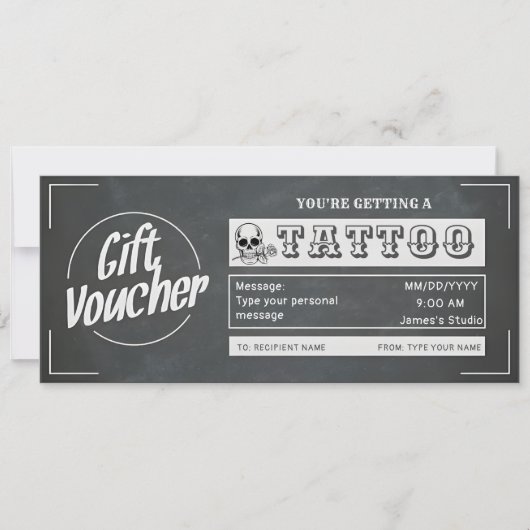 Invitation Bon de cadeau pour tatouage personnalisé simple (Devant)