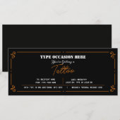 Invitation Bon de Cadeau Tatouage Personnalisé CERTIFICAT (Devant / Derrière)