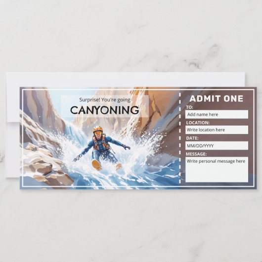 Invitation Bon de canyoning (Devant)