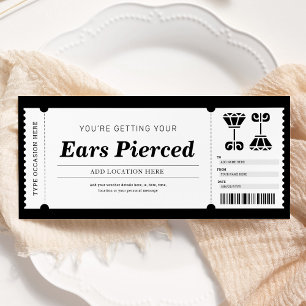 Invitation Bon de certificat cadeau de perçage d'oreille