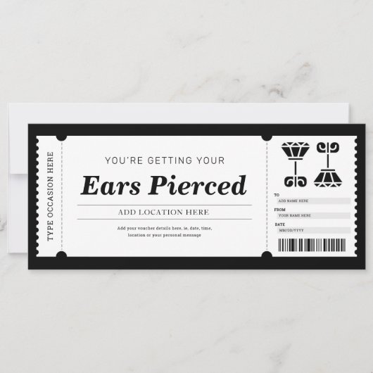 Invitation Bon de certificat cadeau de perçage d'oreille (Devant)