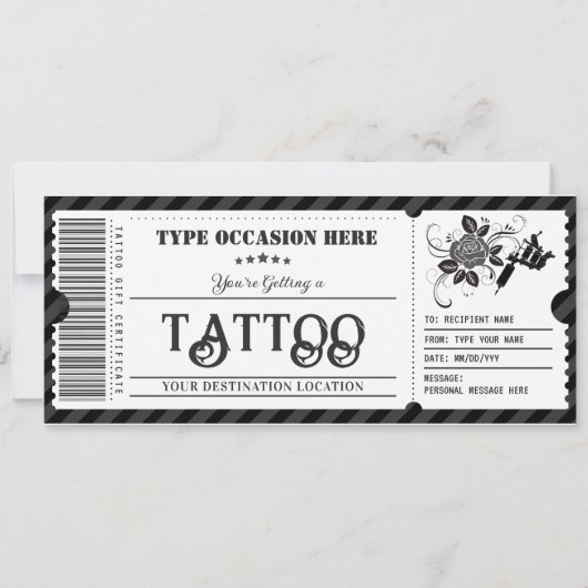 Invitation Bon de certificat cadeau de tatouage personnalisab (Devant)