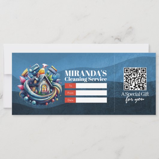 Invitation Bon de certificat cadeau pour services de nettoyag (Devant)