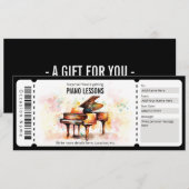 Invitation Bon de Leçon de Piano Surprise Cadeau (Devant / Derrière)